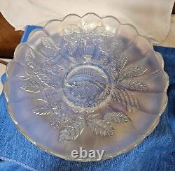 White Northwood Carnival Glass Peacock & Urn Large Bowl/ Ice Cream Bowl 10in