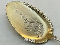 Wood & Hughes sterling LOUVRE PATTERN ICE CREAM SET LARGE SLICE & 10 SPOONS