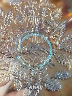 Wow Ice Blue Northwood Carnival Glass Peacock & Urn Large Ice Cream Bowl