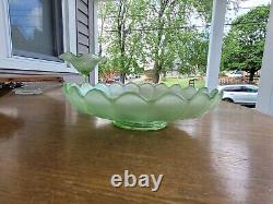 Wow Ice Green Northwood Carnival Glass Peacock & Urn Large Ice Cream Bowl