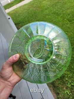 Wow Ice Green Northwood Carnival Glass Peacock & Urn Large Ice Cream Bowl