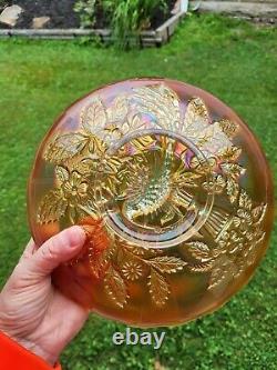 Wow Marigold Millersburg Carnival Glass Peacock & Urn Large Ice Cream Bowl COLOR